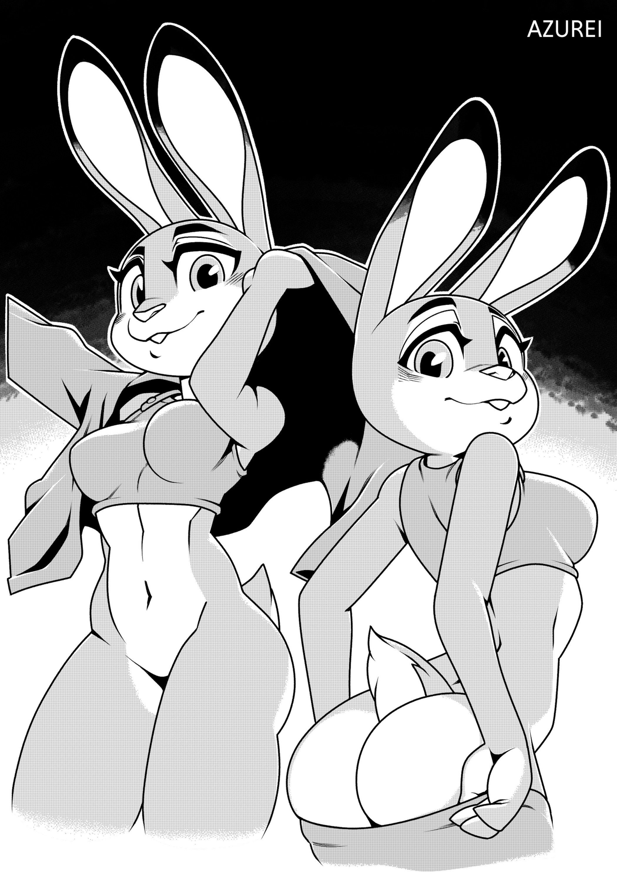 [Azurei] Judy Hopps x Nick Wilde B&W (Zootopia)